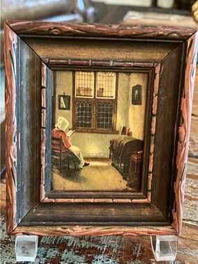 Vintage Mini Print by Pieter Janssens of Woman Reading